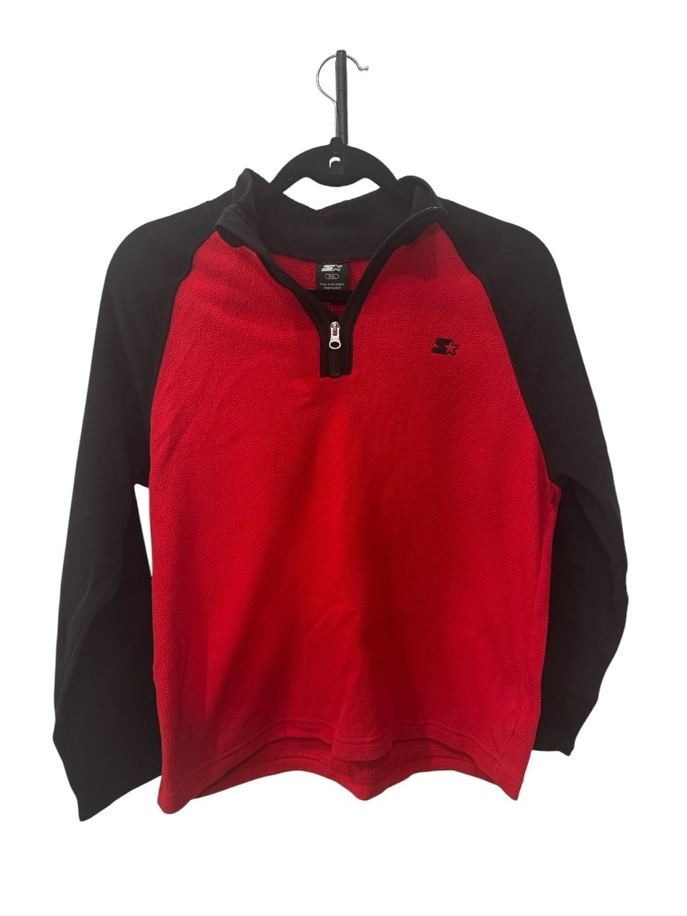 STARTER Red and Black Half-Zip Fleece Pullover kids size 2X
